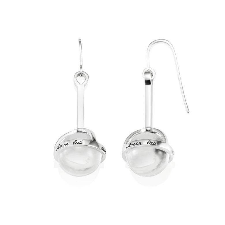 Amor Fati Globe - Crystal Quart Earring Silver