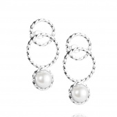 Twisted Orbit - Pearl Earring Silver