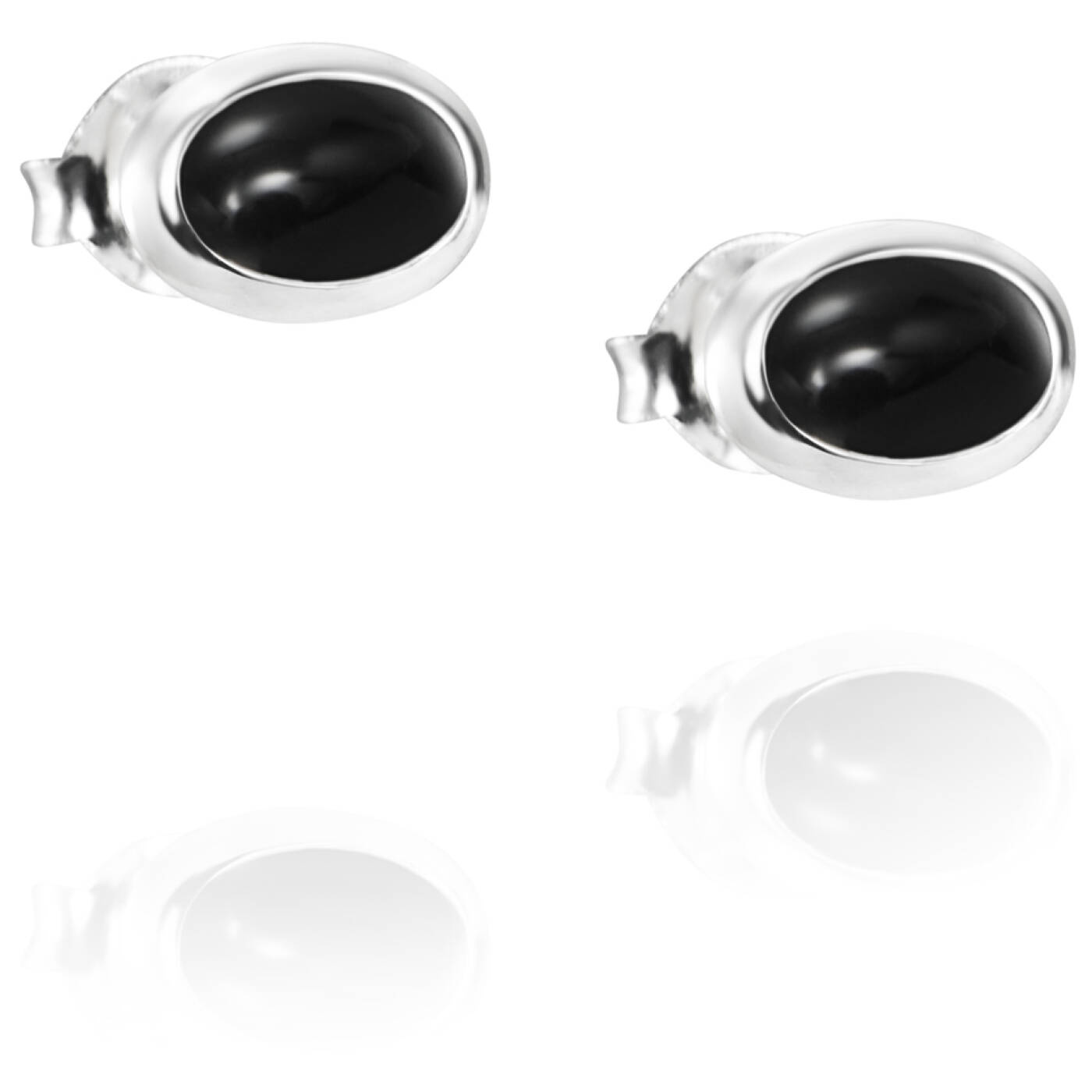 Love Bead Silver - Onyx Earring Silver
