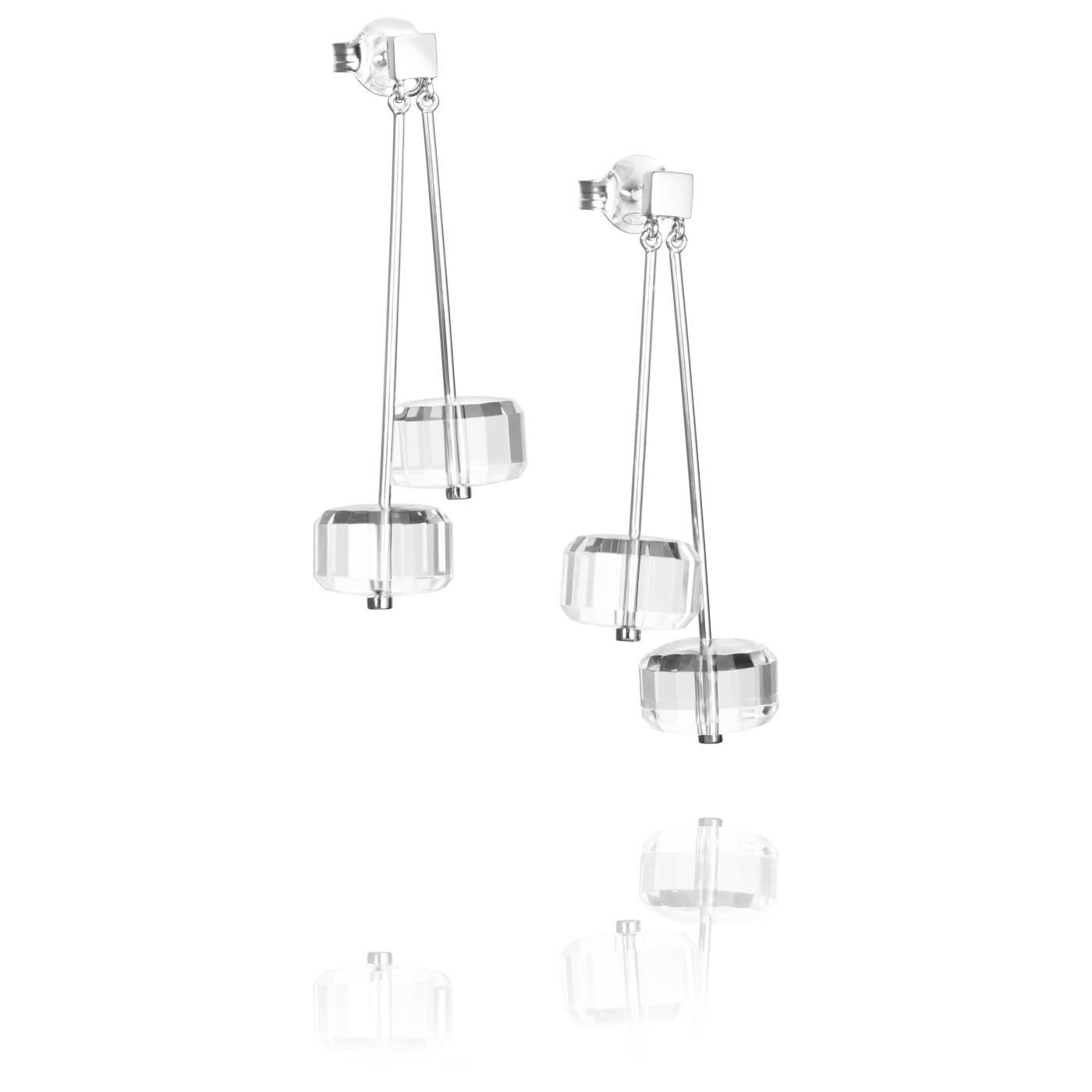 Crystal Disc Earring Silver