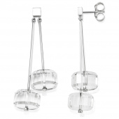 Crystal Disc Earring Silver
