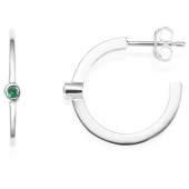 Micro Blink Hoops - Green Emerald Earring Silver