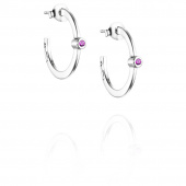 Micro Blink Hoops - Pink Sapphire Earring Silver