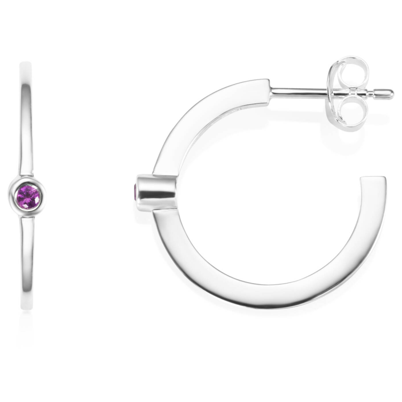 Micro Blink Hoops - Pink Sapphire Earring Silver