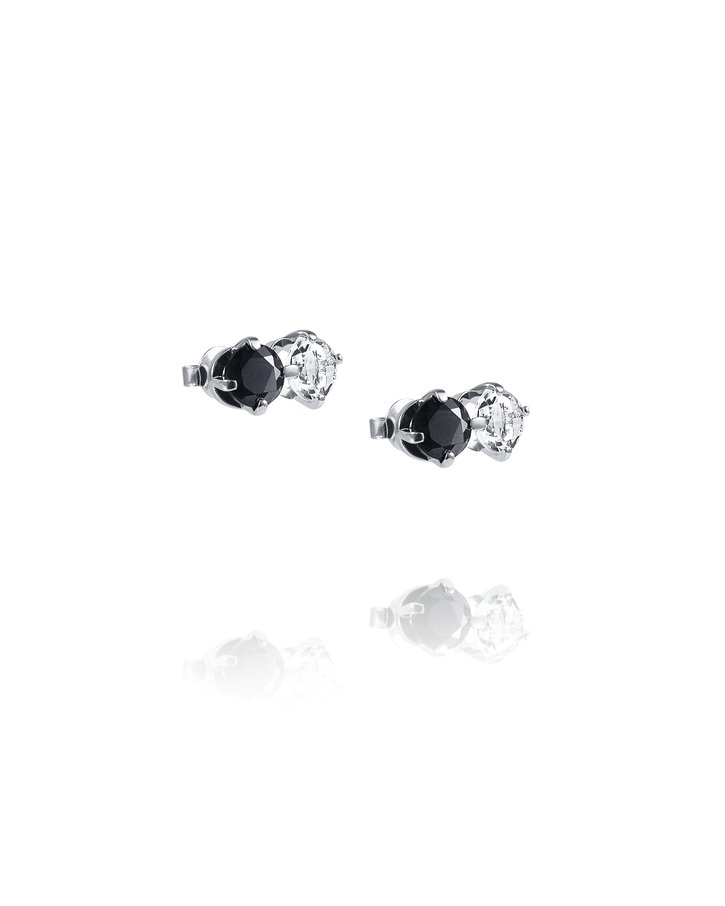 The Storm & I Earring Silver Crystal Quartz/Onyx