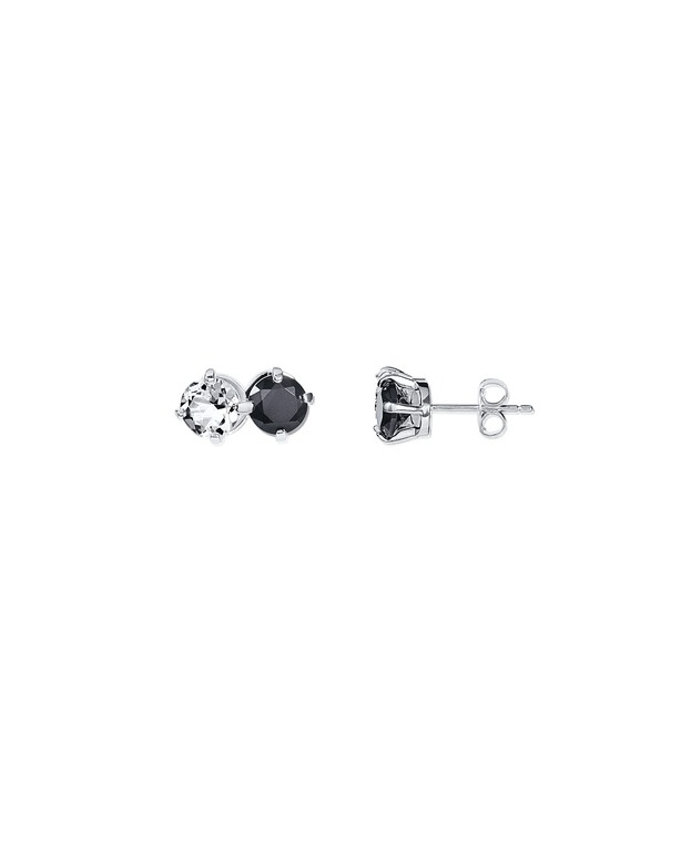 The Storm & I Earring Silver Crystal Quartz/Onyx