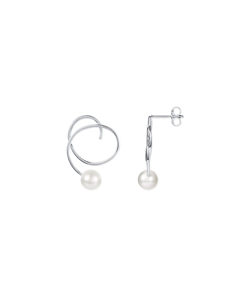 Little Curly Pearly Earring Silver