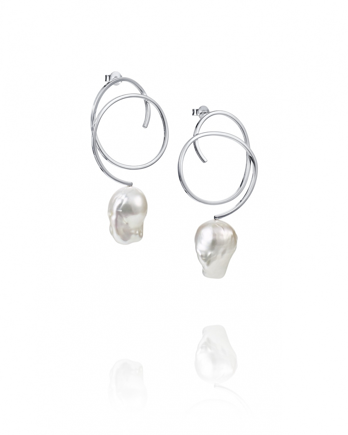Curly Pearly Earring Silver