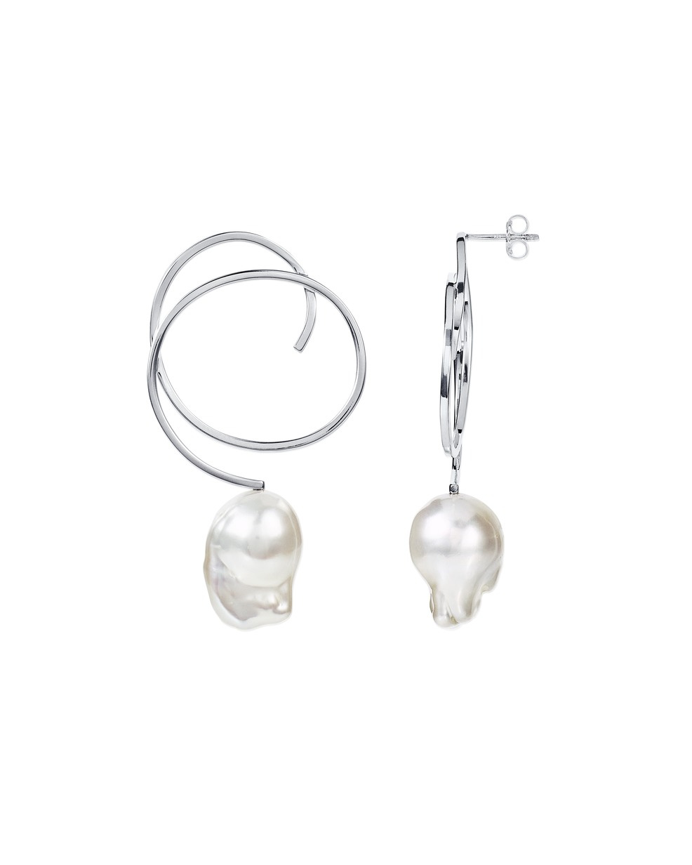Curly Pearly Earring Silver