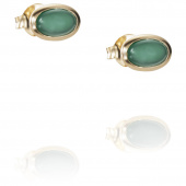 Love Bead - Green Agate Earring Gold