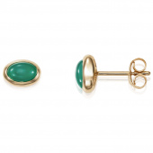 Love Bead - Green Agate Earring Gold
