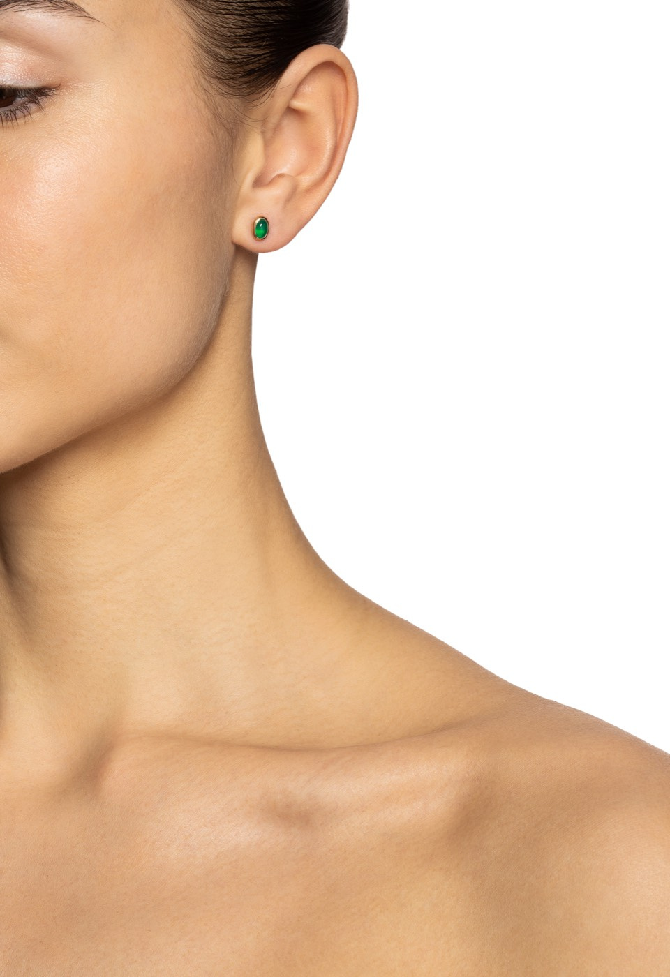 Love Bead - Green Agate Earring Gold