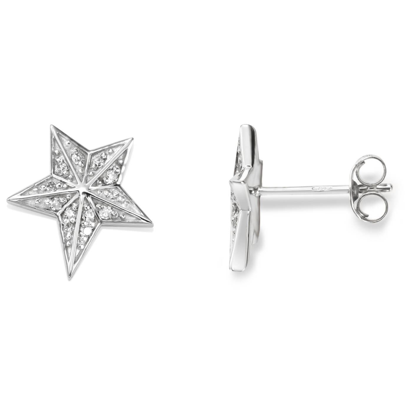 Catch A Falling Star & Stars Earring White gold