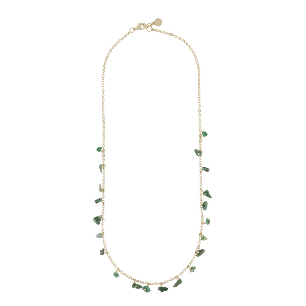 Capri stone charm neck gold green 45 cm