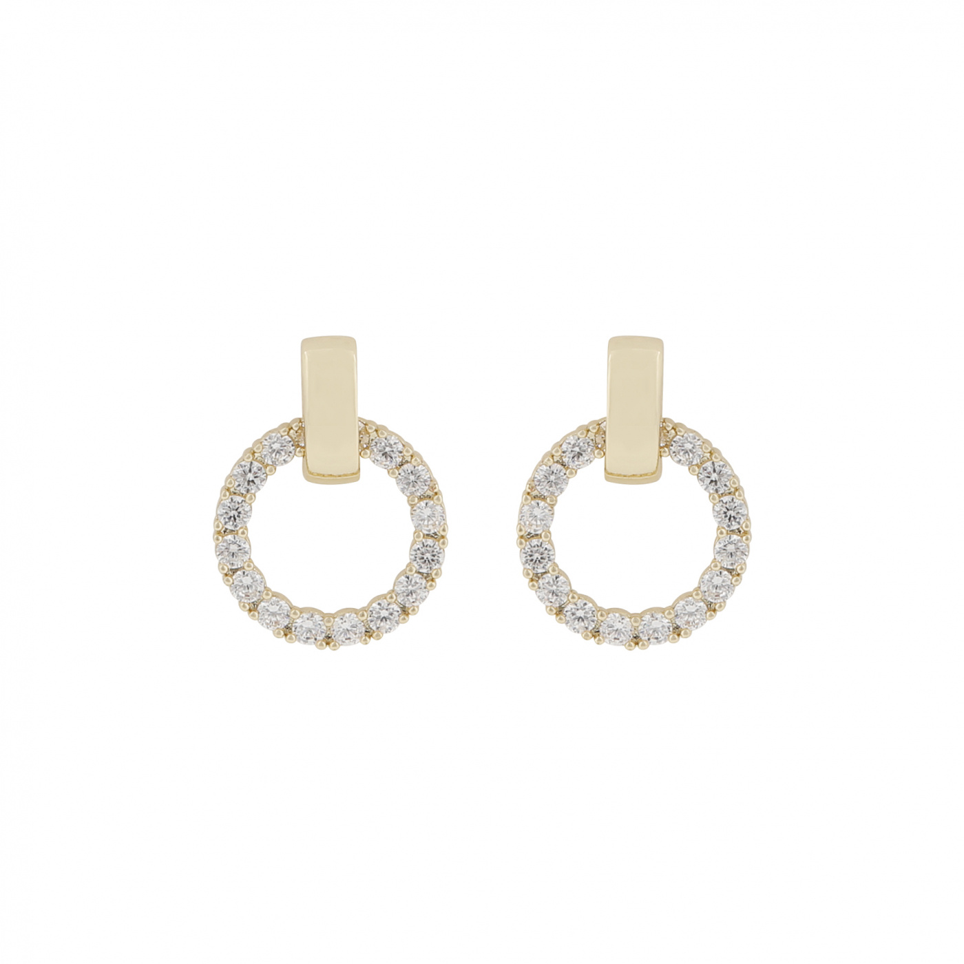 East round pendant ear Gold/clear-Onesize