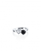 The Storm & I Ring Silver Crystal Quartz/Onyx  The Storm & I Ring Silver Crystal Quartz/Onyx