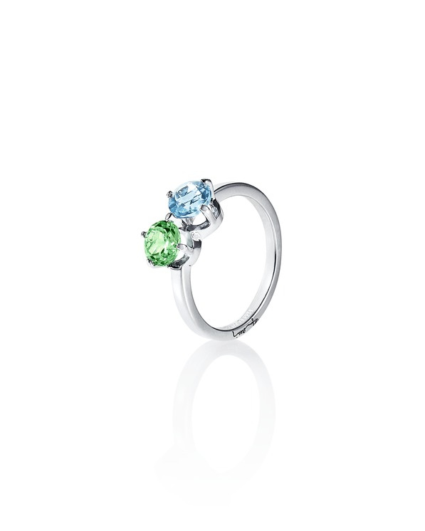 The Sea & I Ring Silver Green Sapphire/Topaz 
