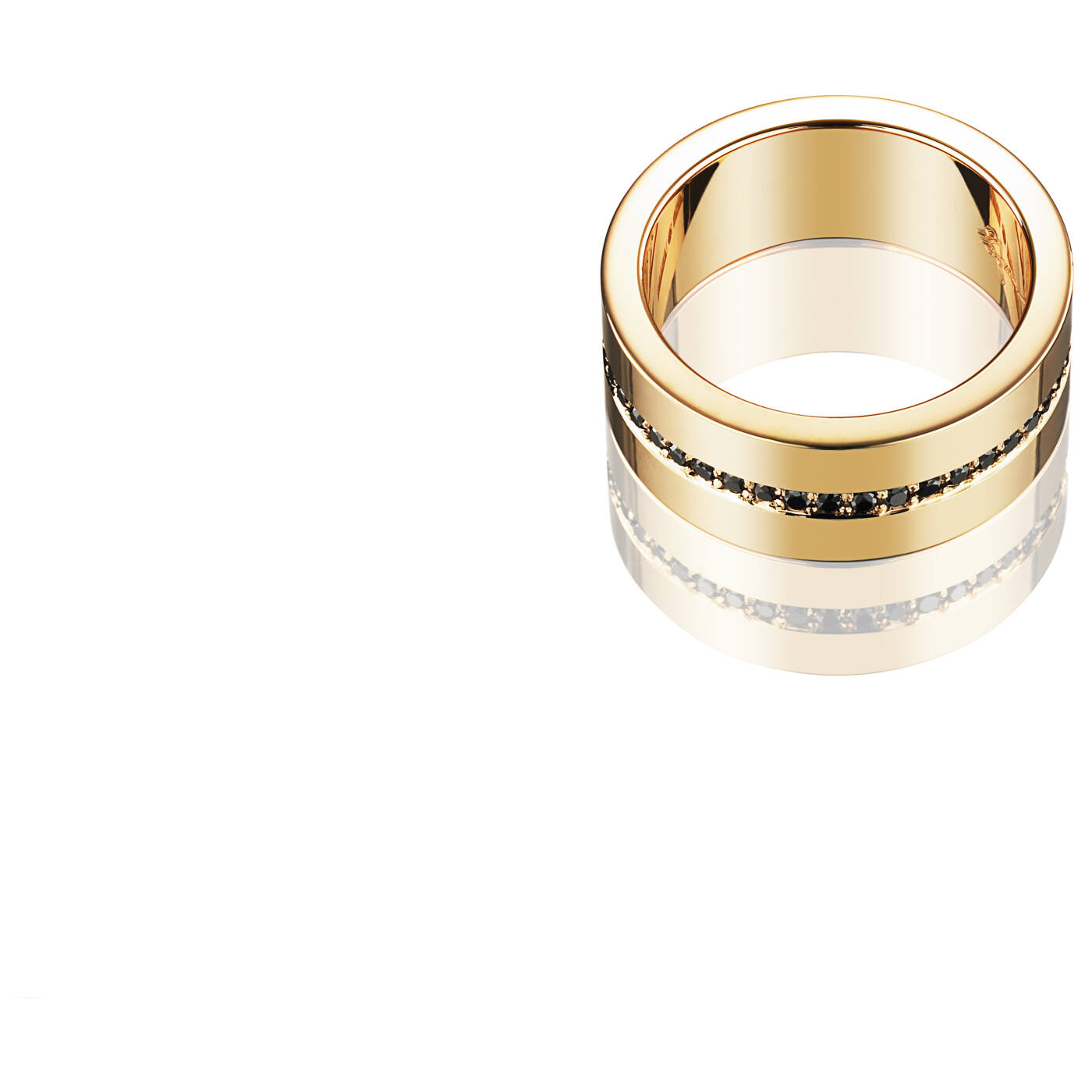 Wide & Black Stars Ring Gold