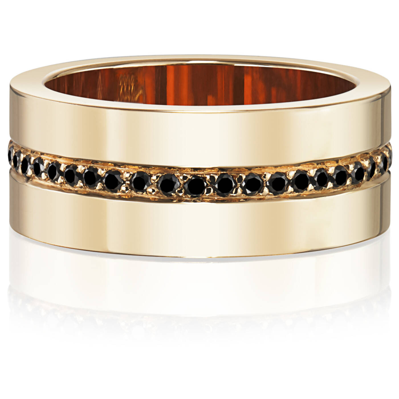 Wide & Black Stars Ring Gold