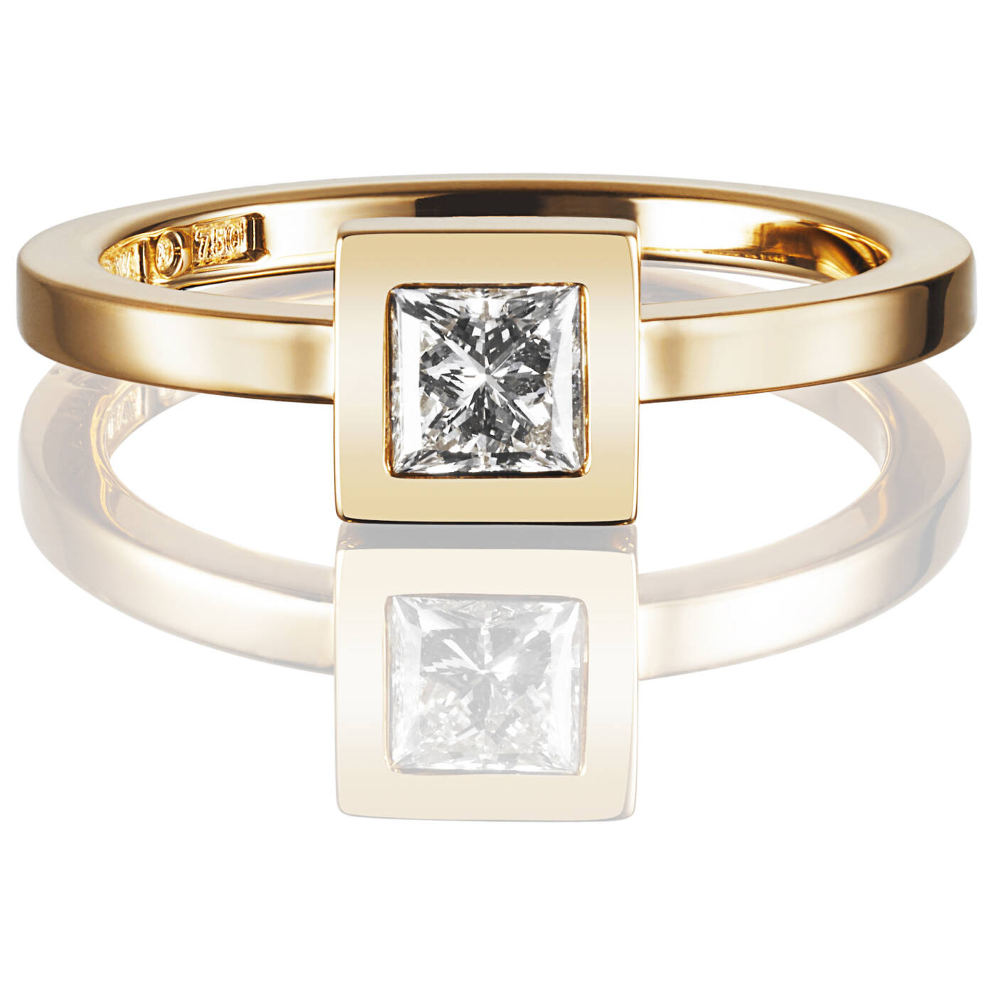 Princess Wedding Thin 0.40 ct Diamonds Ring Gold