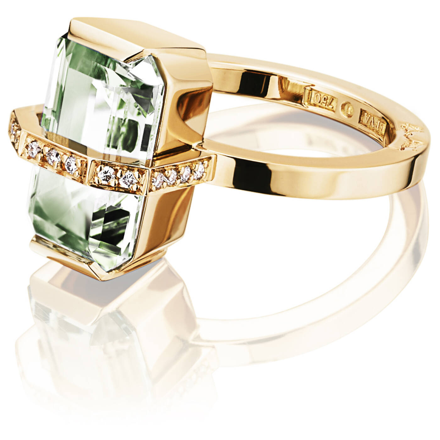 Little Bend Over - Green Quartz Ring Gold