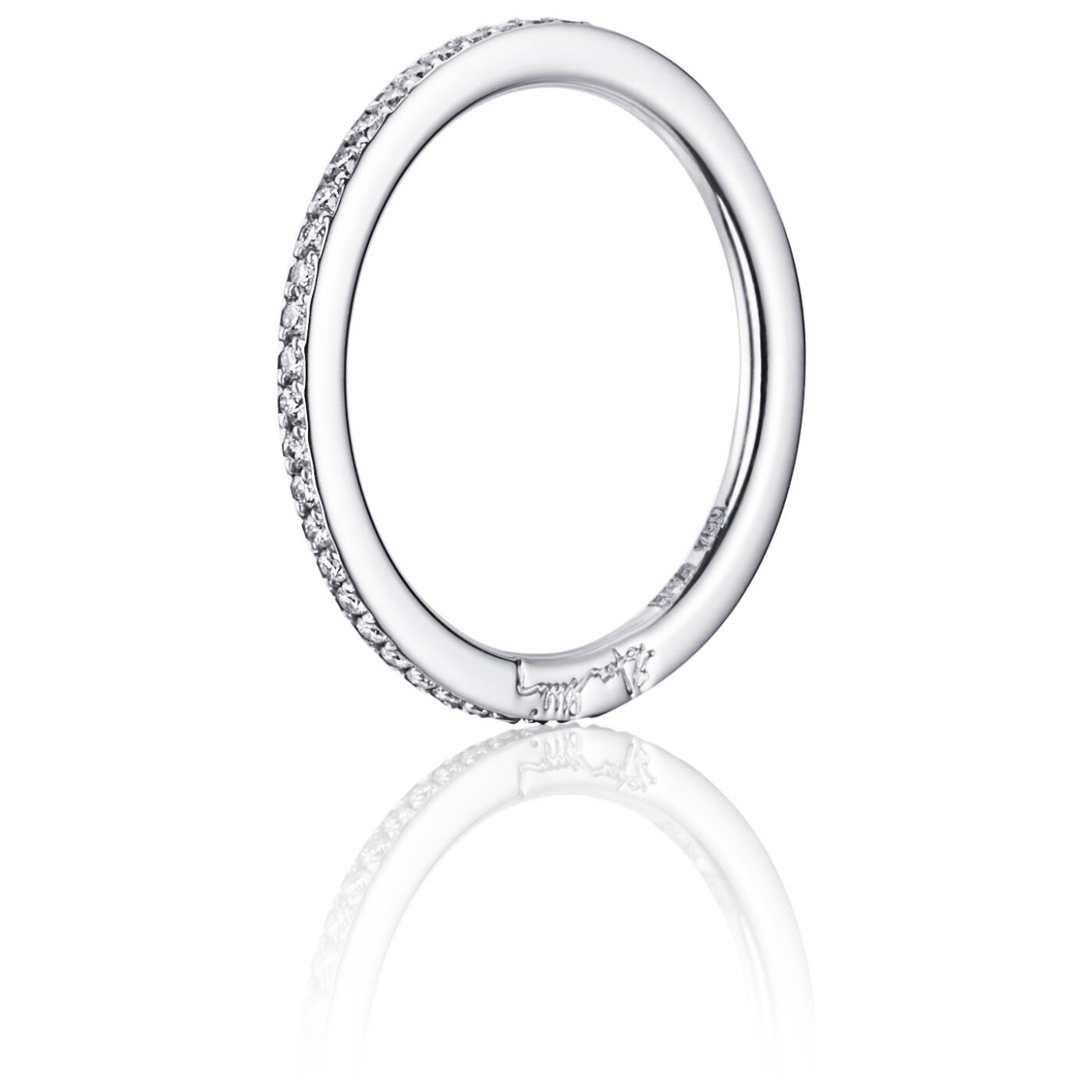 Love Bead & Stars Band Ring White gold