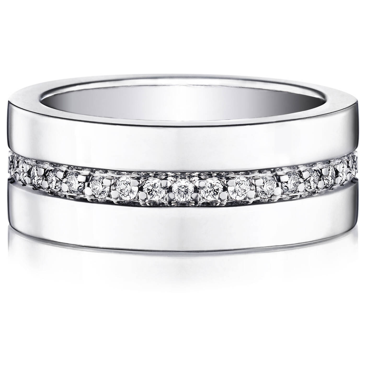 Wide & Stars Ring White gold