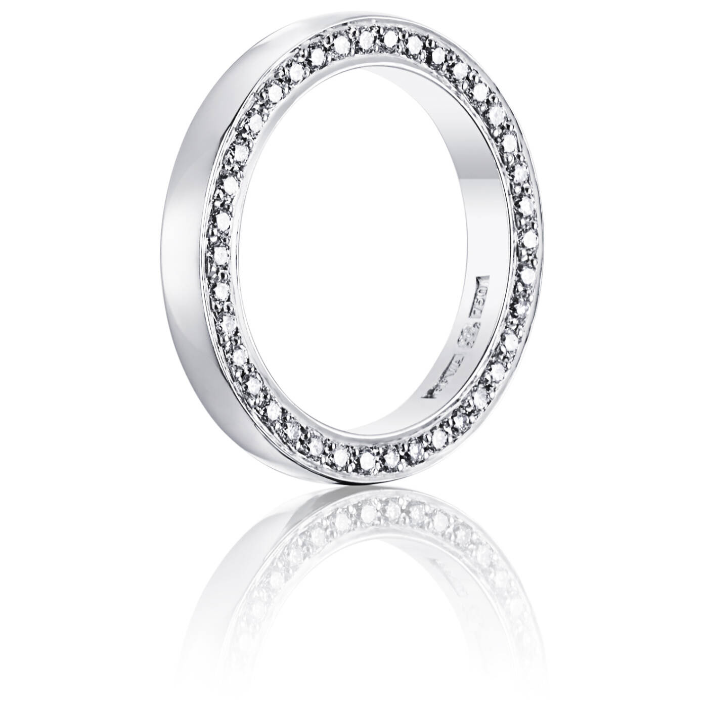 Half Round & Stars On Side Ring White gold