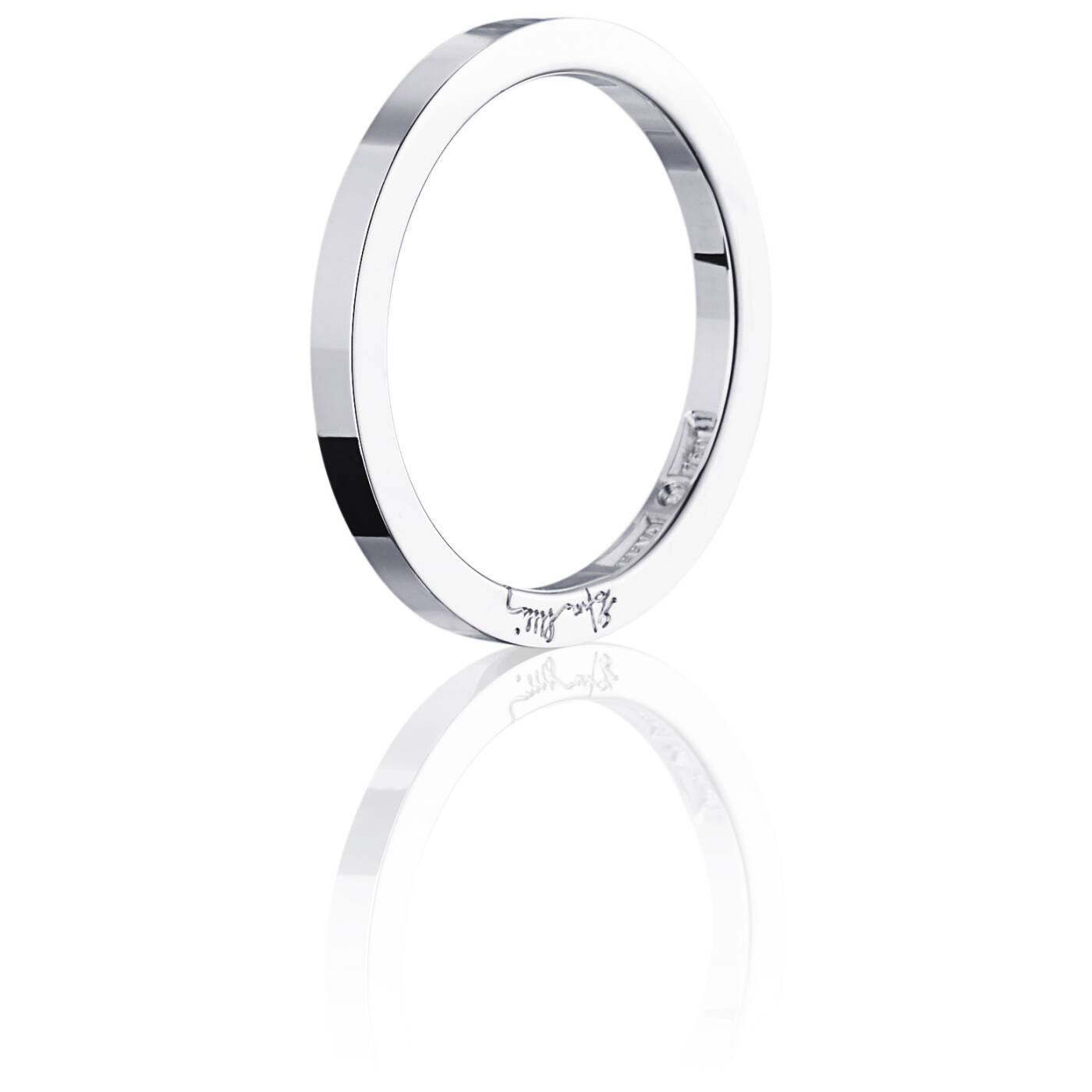 Plain & Signature Thin Ring White gold