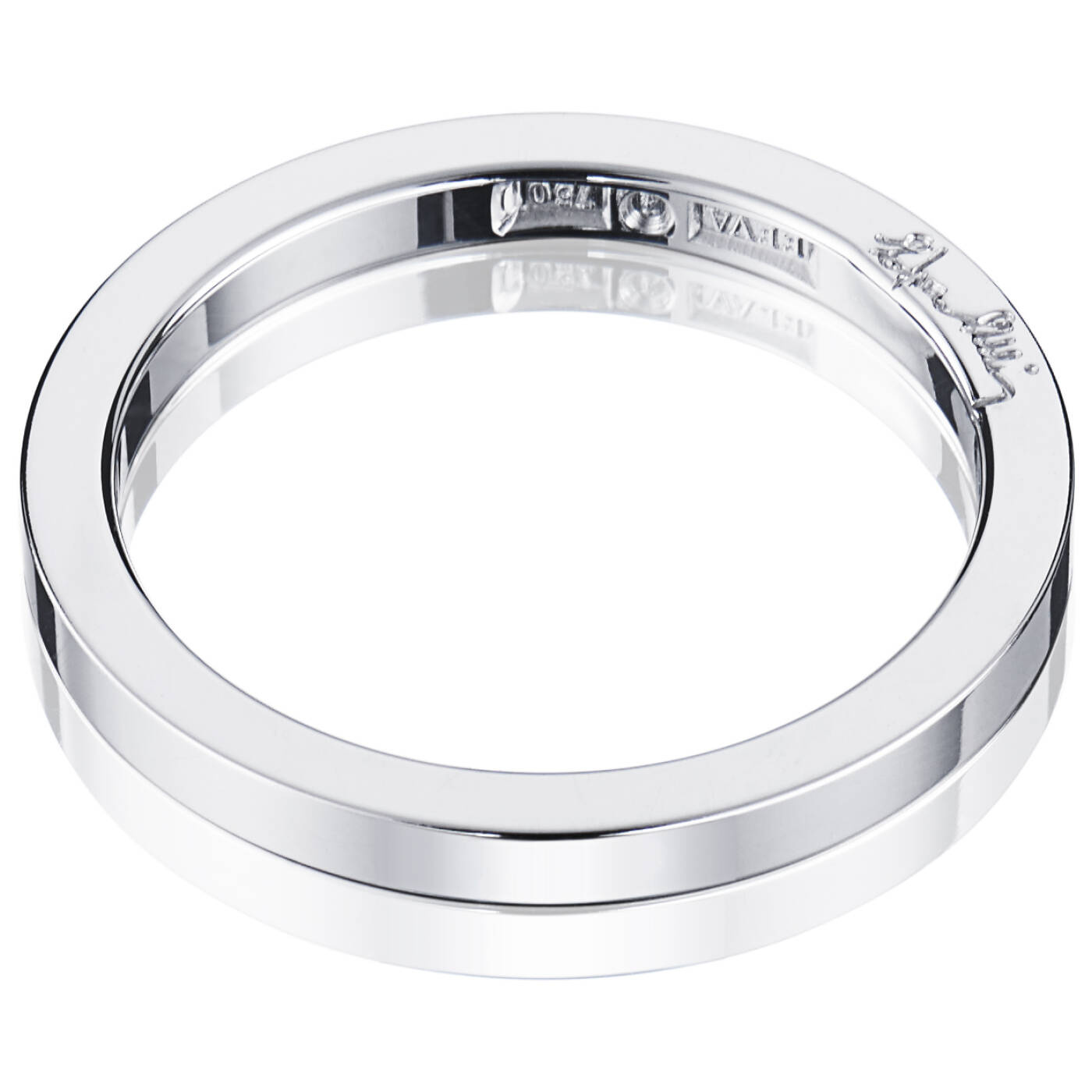 Plain & Signature Thin Ring White gold