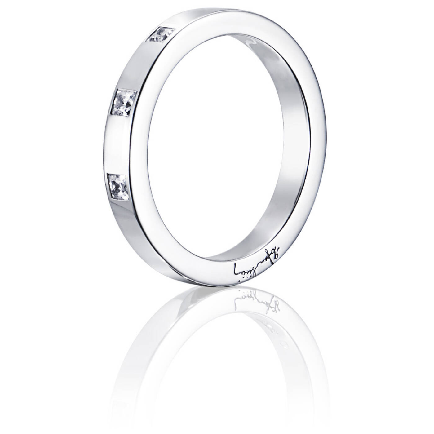 High & I Love You On Top Thin Ring White gold
