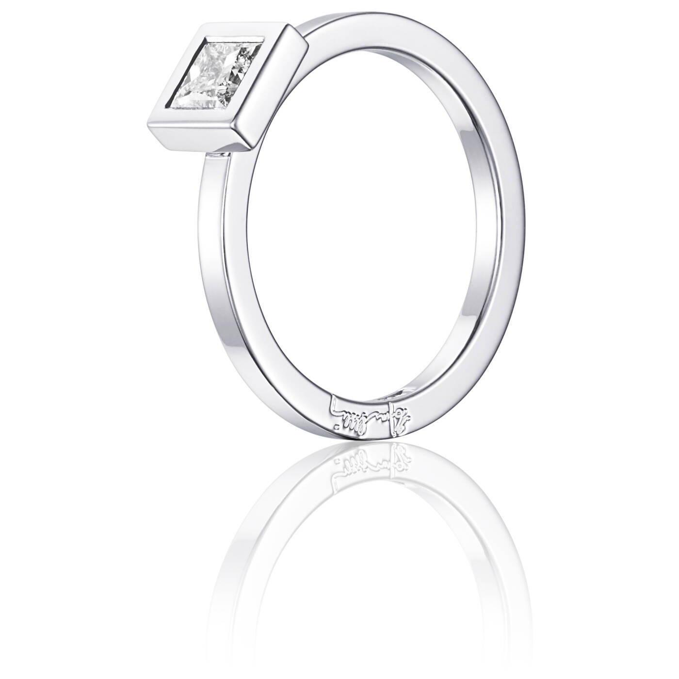 Princess Wedding Thin 0.40 ct Diamonds Ring White gold