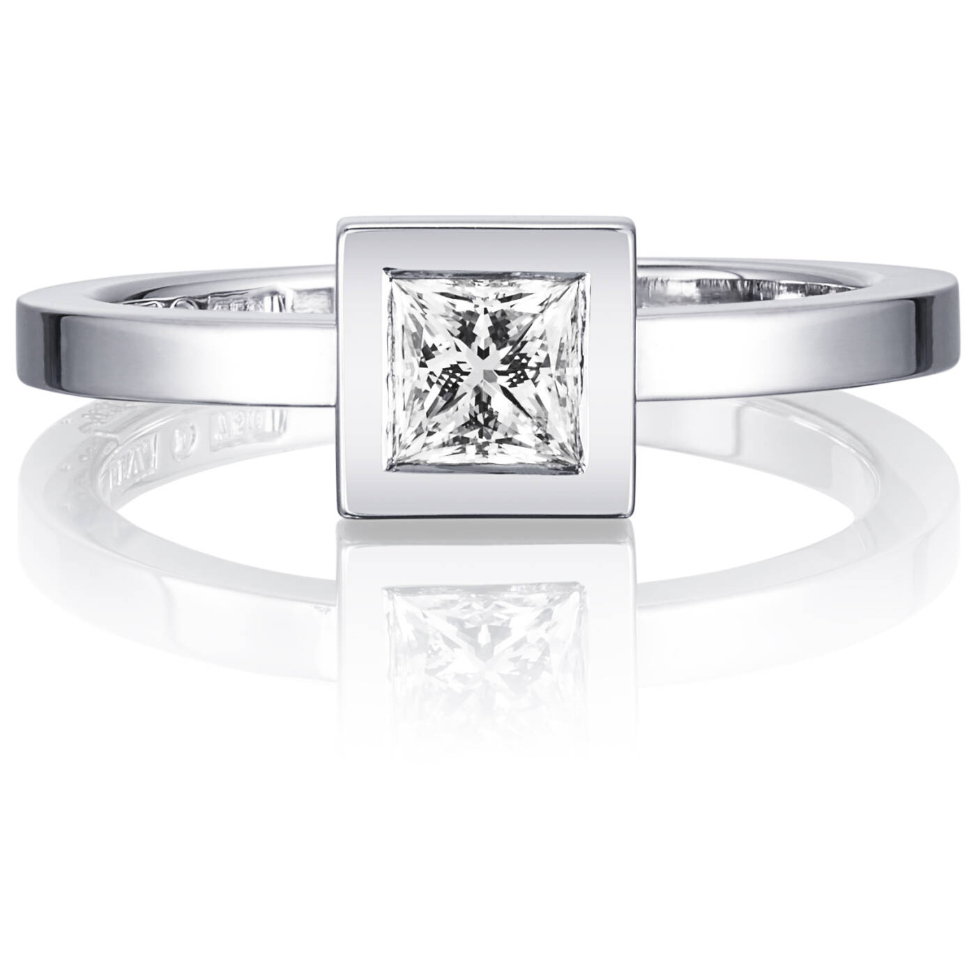 Princess Wedding Thin 0.40 ct Diamonds Ring White gold