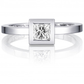 Princess Wedding Thin 0.40 ct Diamonds Ring White gold