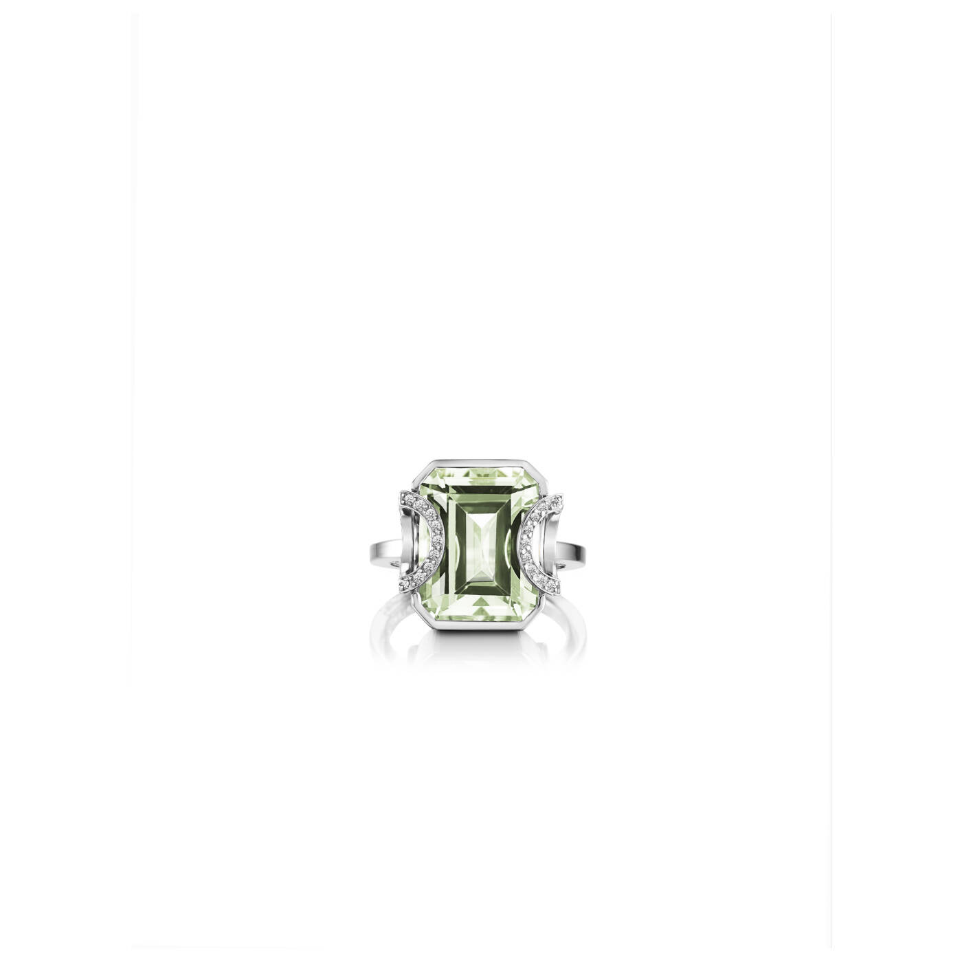 Little Magic Star - Green Quartz Ring White gold
