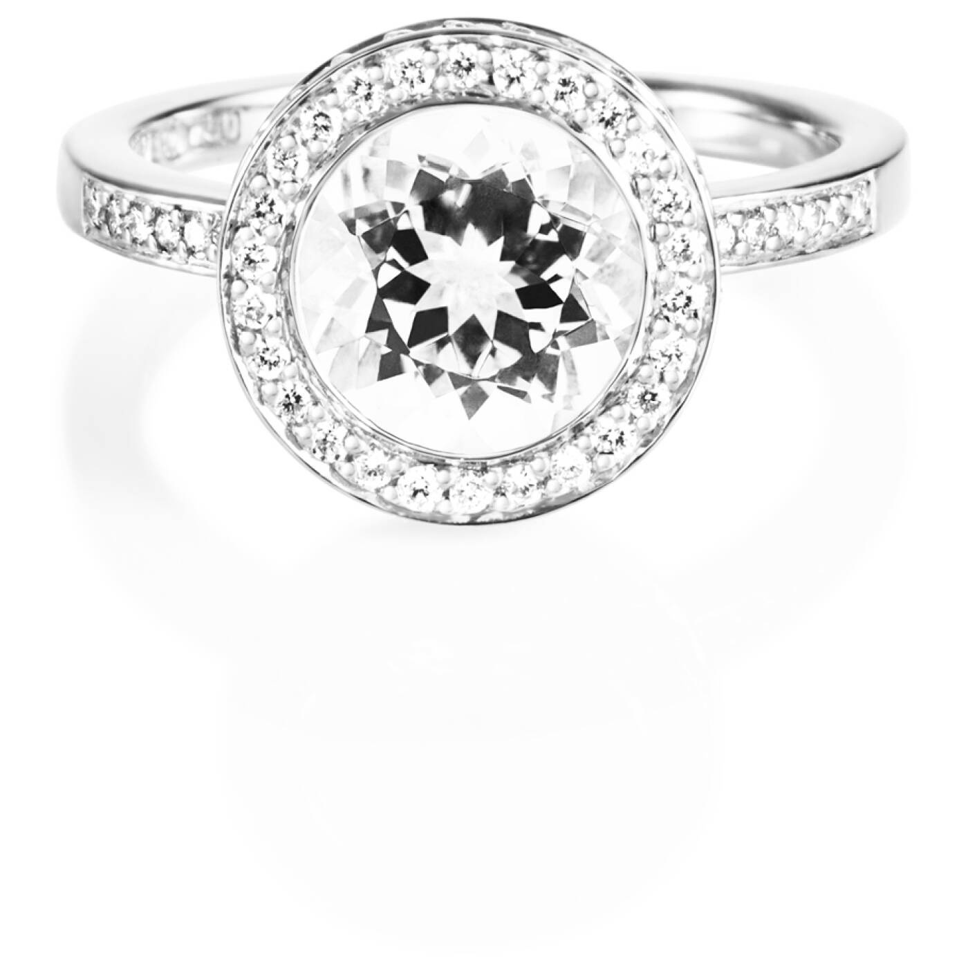 Halo - Crystal Quartz Ring White gold