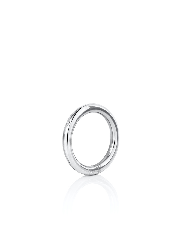 One Love & Stars Thin Ring White gold