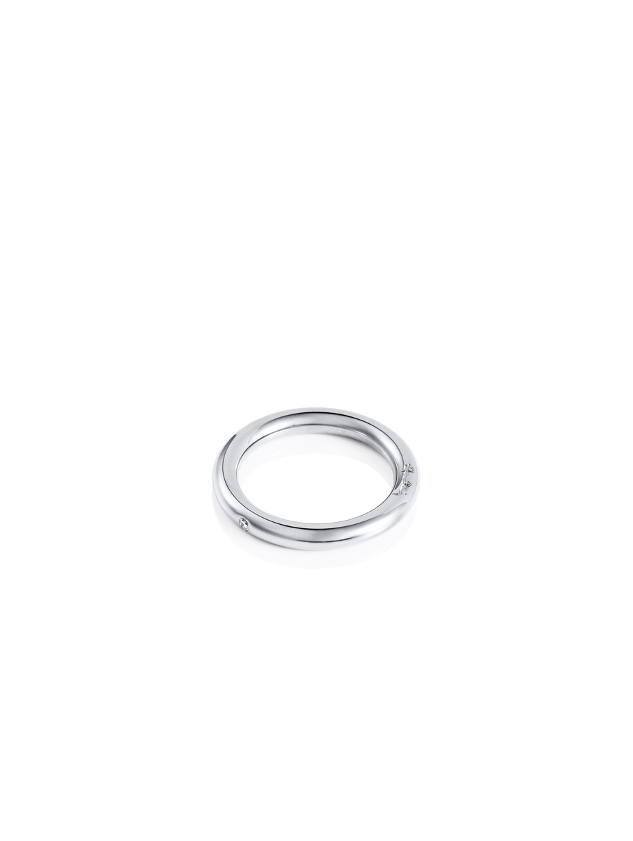 One Love & Stars Thin Ring White gold