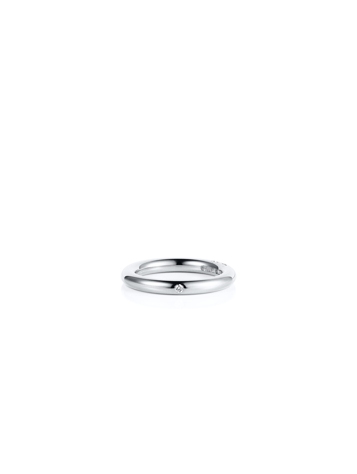 One Love & Stars Thin Ring White gold
