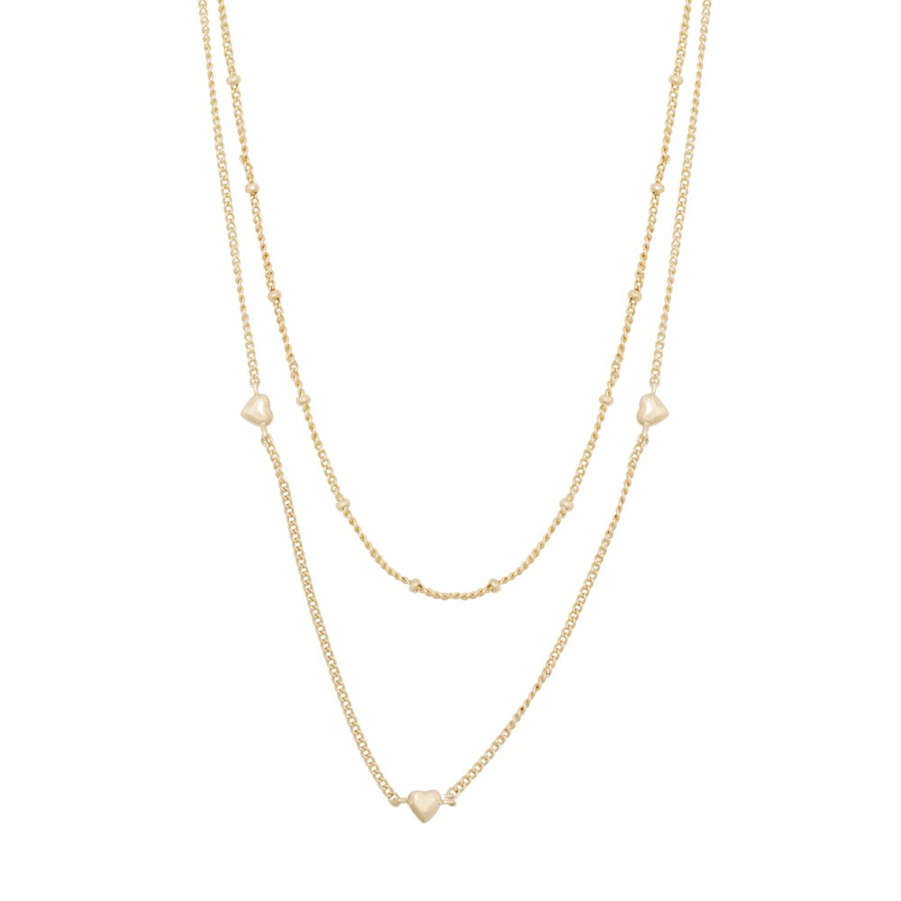 Lovely double chain neck 40 plain gold - 40 cm