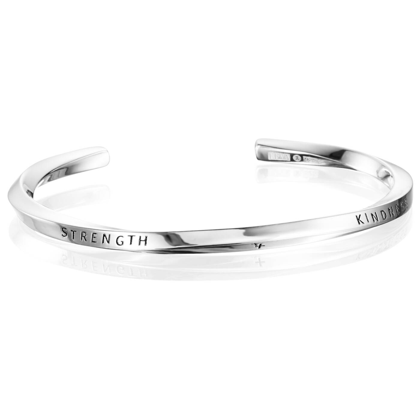 Strength & Kindness Slim Cuff Bracelets Silver