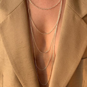 CU draped Necklaces Silver 90 cm