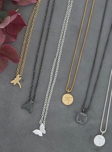 Butterfly Necklaces Silver 40-45 cm