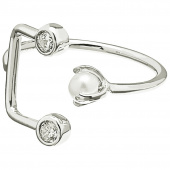 Pearl/Brilliant double ring Silver