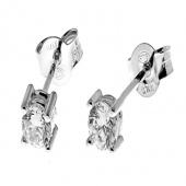 Two square stone stud Earring - Silver