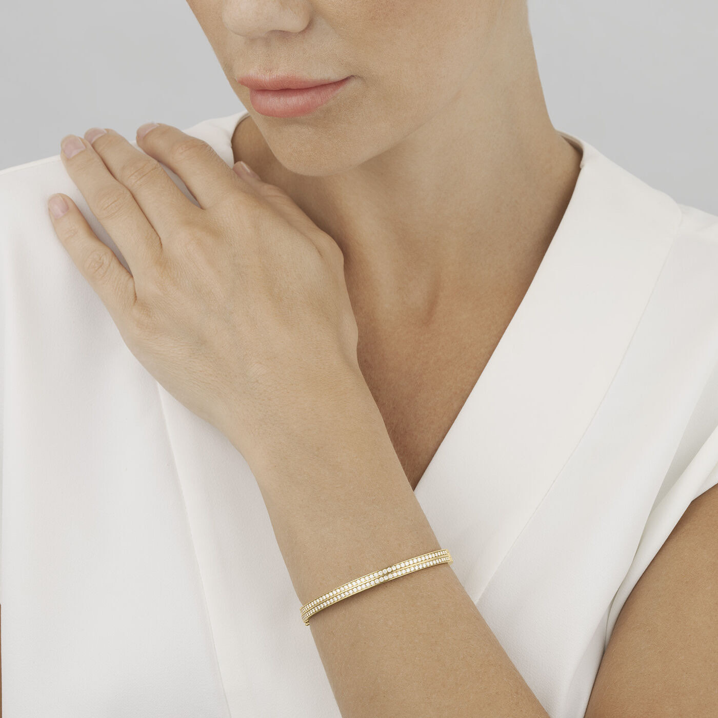 HALO BANGLE Bracelets Diamonds PAVE 1.83 ct Gold