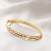 HALO BANGLE Bracelets Diamonds PAVE 1.83 ct Gold