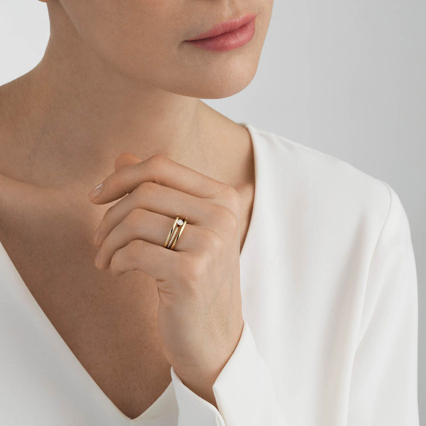 HALO SOLITAIRE Ring SINGLE PAVE 0.36 ct Gold