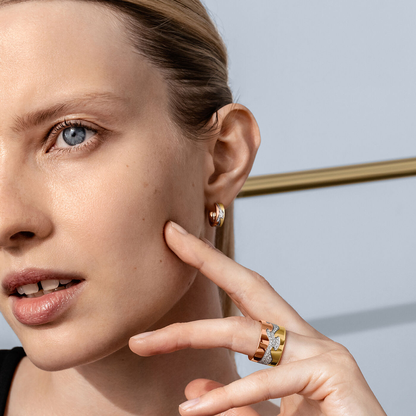 FUSION SMALL Earring Gold White gold Rose gold PAVÉ 0.08 CT