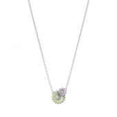 DAISY LAYERED PENDANT Pendant/Necklaces (Silver) GREEN PINK ENAMEL
